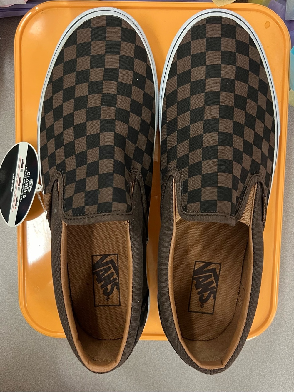 Vans Checkerboard Slip-On in Brown and Black